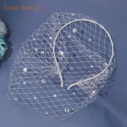 JM06 White Black Bridal Headband Veil Crystal Birdcage Veil Face Net Mask Bling White Diamante Hair Hoop Headpiece Face Veil