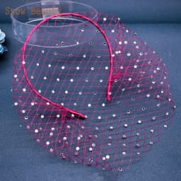 JM06 White Black Bridal Headband Veil Crystal Birdcage Veil Face Net Mask Bling White Diamante Hair Hoop Headpiece Face Veil