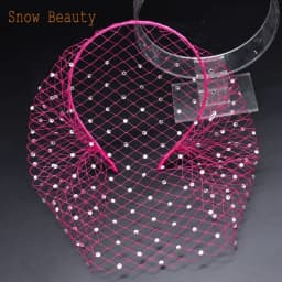 JM06 White Black Bridal Headband Veil Crystal Birdcage Veil Face Net Mask Bling White Diamante Hair Hoop Headpiece Face Veil