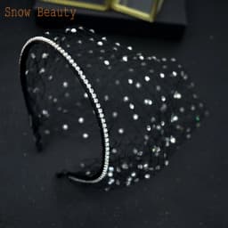 JM06 White Black Bridal Headband Veil Crystal Birdcage Veil Face Net Mask Bling White Diamante Hair Hoop Headpiece Face Veil