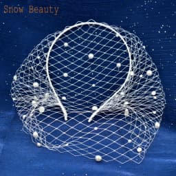 JM06 White Black Bridal Headband Veil Crystal Birdcage Veil Face Net Mask Bling White Diamante Hair Hoop Headpiece Face Veil