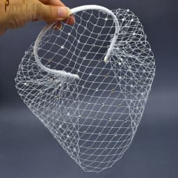 JM06 White Black Bridal Headband Veil Crystal Birdcage Veil Face Net Mask Bling White Diamante Hair Hoop Headpiece Face Veil