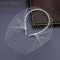 JM06 White Black Bridal Headband Veil Crystal Birdcage Veil Face Net Mask Bling White Diamante Hair Hoop Headpiece Face Veil