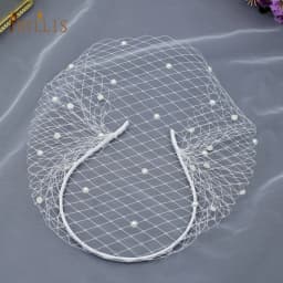 JM06 White Black Bridal Headband Veil Crystal Birdcage Veil Face Net Mask Bling White Diamante Hair Hoop Headpiece Face Veil