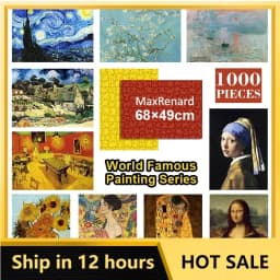 MaxRenard 50*70cm Jigsaw Puzzles 1000 Pieces Paper Assembling Painting Da Vinci Mona Lisa Art Puzzles Toys for Adults Kids Games