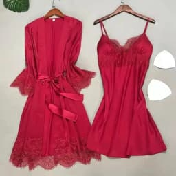 White 5PCS Sleep Set Pajamas Lady Lace Satin Pyjamas Kimono Bath Gown Loose Sleepwear Home Cloting V-Neck Casual Nightwear