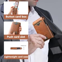 SUTENI Faux Leather For Men Wallet Card Slot Wallet Flip Cover Card Box Pressing The Button Automatically Ejects The Card