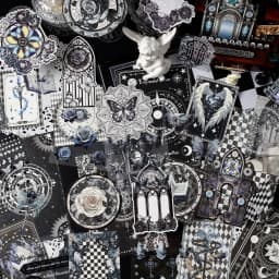 58pcs Vintage Painted pattern Sticker Material Pack DIY Scrapbook Material Art Handbook Creative Decoration Aesthetic Stationery