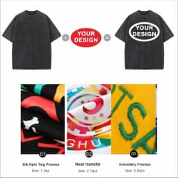 Custom T-shirt with Hip-hop Street Team Logo Men's 230G Pure Cotton, Loose Fit, High-temperature Printed Custom Top