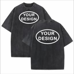 Custom T-shirt with Hip-hop Street Team Logo Men's 230G Pure Cotton, Loose Fit, High-temperature Printed Custom Top