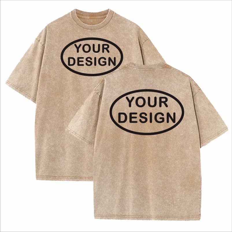 Custom T-shirt with Hip-hop Street Team Logo Men's 230G Pure Cotton, Loose Fit, High-temperature Printed Custom Top