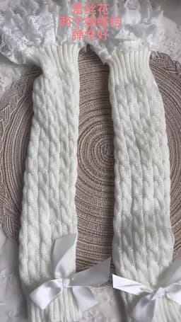 Japanese Women Knitted Leg Warmer Bow Tiered Ruffled Socks Girl Lace Lolita Socks Calf T-shaped Lace Leg Horn Warmers Women