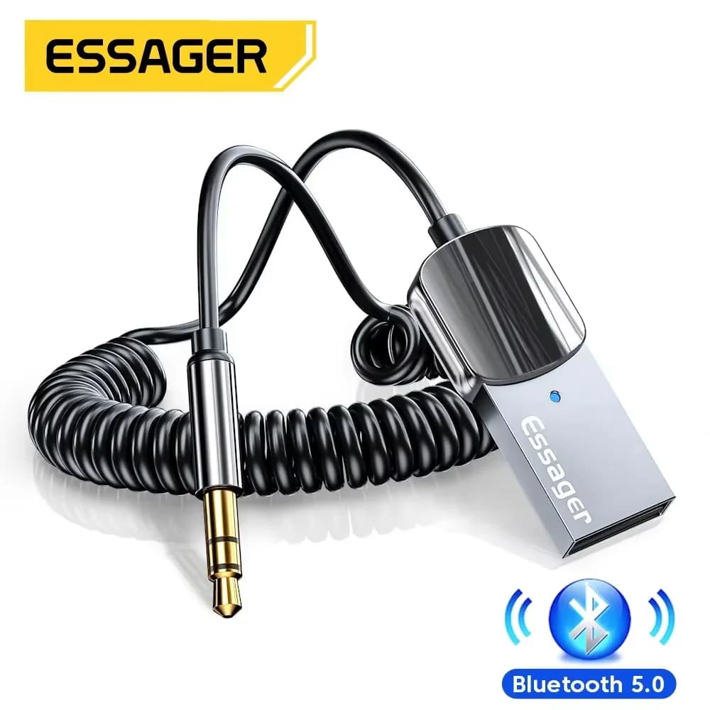 Essager Bluetooth Aux Adapter Dongle USB To 3.5mm Jack Car Audio Aux Bluetooth 5.0 Handsfree Kit For Car Receiver BT Transmitter