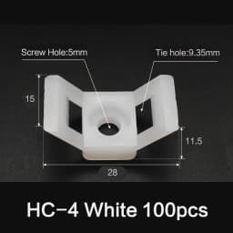100pcs Cable Tie Base Mount Saddle Wire Fixing Seat Cable Clamp Cable Organizer Wire Clip Holder With Screw Holes HC-1 HC-2 HC-4
