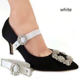 1Pair Women High Heels Adjustable Elastic Shoe Strap Belt U-shaped Pearl Elastic Lazy Shoelace Anti-drop Heels Shoe Accessories