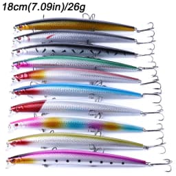10PCS/Lot Minnow 8g 9g 13.3g 26g Fishing Lure Floating HardBait Pesca Tackle Jerkbait Swimbait Sinking Wobbler Artificial Bait