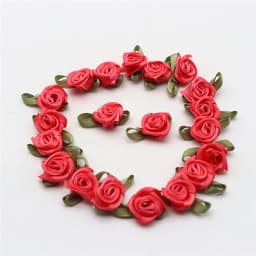 Plus Leaf Polyester Flower Ribbon Flower Bud with Leaf Rose Flower Apparel Underwear Polyester Decorative Flower 30-60pcs