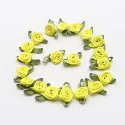 Plus Leaf Polyester Flower Ribbon Flower Bud with Leaf Rose Flower Apparel Underwear Polyester Decorative Flower 30-60pcs