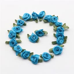 Plus Leaf Polyester Flower Ribbon Flower Bud with Leaf Rose Flower Apparel Underwear Polyester Decorative Flower 30-60pcs