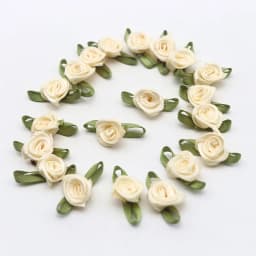 Plus Leaf Polyester Flower Ribbon Flower Bud with Leaf Rose Flower Apparel Underwear Polyester Decorative Flower 30-60pcs