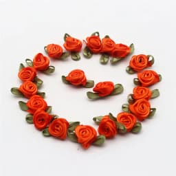 Plus Leaf Polyester Flower Ribbon Flower Bud with Leaf Rose Flower Apparel Underwear Polyester Decorative Flower 30-60pcs