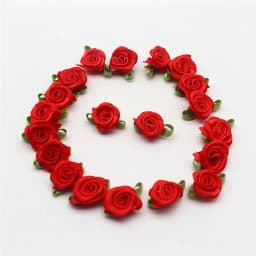 Plus Leaf Polyester Flower Ribbon Flower Bud with Leaf Rose Flower Apparel Underwear Polyester Decorative Flower 30-60pcs