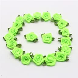 Plus Leaf Polyester Flower Ribbon Flower Bud with Leaf Rose Flower Apparel Underwear Polyester Decorative Flower 30-60pcs