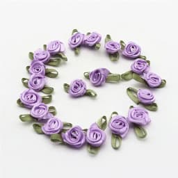 Plus Leaf Polyester Flower Ribbon Flower Bud with Leaf Rose Flower Apparel Underwear Polyester Decorative Flower 30-60pcs