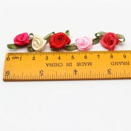 Plus Leaf Polyester Flower Ribbon Flower Bud with Leaf Rose Flower Apparel Underwear Polyester Decorative Flower 30-60pcs