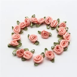 Plus Leaf Polyester Flower Ribbon Flower Bud with Leaf Rose Flower Apparel Underwear Polyester Decorative Flower 30-60pcs