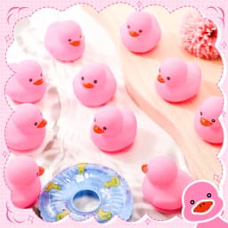 10-200pcs Pink Rubber Duck Bath Toys, Mini Squeak Ducks Bulk for Tiny Baby Shower Preschool Bathtub Toy Pool Party Supplies