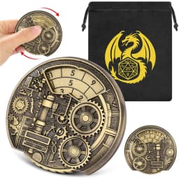 Steampunk Gear Shape Metal Dice 7-in-1 Roulette for Table Board Game Role Play Gaming Accessory Rotating Wheel Wedding Gift Set
