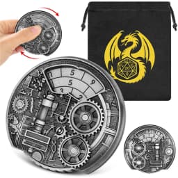 Steampunk Gear Shape Metal Dice 7-in-1 Roulette for Table Board Game Role Play Gaming Accessory Rotating Wheel Wedding Gift Set