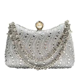 Fine Rhinestone Diamond Inlay Dinner Evening Bag Retro Luxury Gold Silver Blue Small Clutch For Women Wedding Party Shoulder Bag