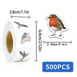 500PCS Beautiful Bird Roll Stickers Phone Scrapbook Envelope Gift Water Cup Guitar Skateboard Notebook Waterproof Decorative