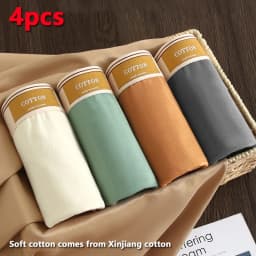 4 pcs Men Underwear Cotton BoxerShorts Man Breathable Underpants Sexy Sports Comfort Male Boxers Size L-4XL
