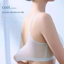 Ultra-Thin Breathable Ice Silk Top Bra Women's Bustier Underwear Seamless Back Halter Vest Wrap Bra Small Chest Together