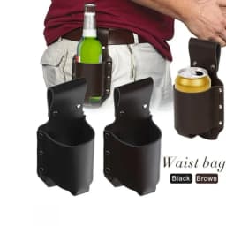 1pc Classic PU Leather Bottle Holders Belt Waist Bag Beer Bottle Case Travel Outdoor Creative Portable Mountaineering Fanny Pack