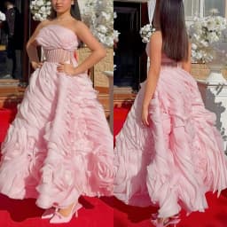 Customized Organza Ruffle Flower Strapless Ball Gown Midi Dresses Bespoke Occasion Simple Exquisite High Quality