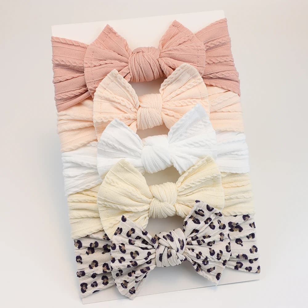 5Pcs Baby Girl Headbands Lot Baby Bow Headband Newborn Gift Elastic HairBands Children Turban Kids Infant Hair Accessories