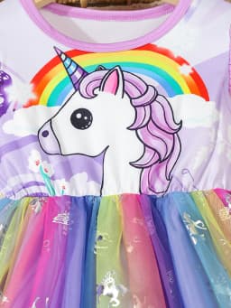 Summer Kids Baby Girl's Dress Cute Cartoon Printed Sleeveless Princess Dress Colorful Mesh Kids Ball Gown Baby Girls Clothes