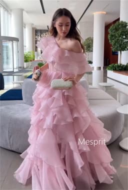 Customized Sparkle Organza Pleat Ruffle A-line Off-the-shoulder Long Dresses Bespoke Occasion Prom High Quality Exquisite