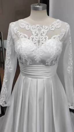 JEHETH Elegant Long Sleeves Satin Wedding Dress A-Line Lace With Pocket Bride Gowns Scoop Neck 2027 Customized Bridal Dresses