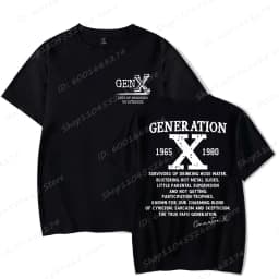 Proud Gen X T-shirts 1965 to 1980 Vintage Generation X T-Shirt Short Sleeve Crew Neck Tees Top Funny Humor Gen X Tshirt For Men