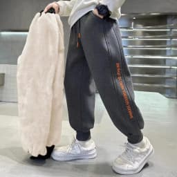 Boys Plus Velvet Pants Kids Thick Trousers Winter Warm Padded Sweatpants New Children's Fashion Casual Bottoms 5-14 Years