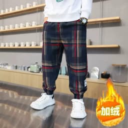 Boys Plus Velvet Pants Kids Thick Trousers Winter Warm Padded Sweatpants New Children's Fashion Casual Bottoms 5-14 Years