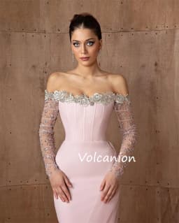 Customized Jersey Applique Sequined Off-the-shoulder Mermaid Long Dresses Bespoke Occasion Exquisite Formal Evening
