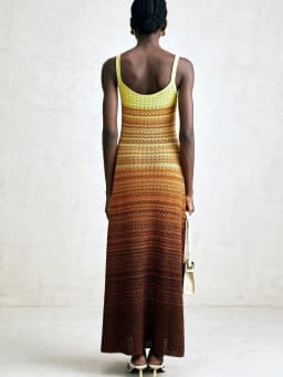 Luxury Brand Design Women Elegant Boho African Golden Sequins Maxi Sleeveless Evening Party Vacation Dress Knitted Lady Clothing