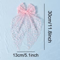 1pc Girls Wedding Decor Embroidery Lace Bow Long Tail Hair Accessory Kids Party Wear Hair Clip Teenage Fahion Ponytail Barrettes