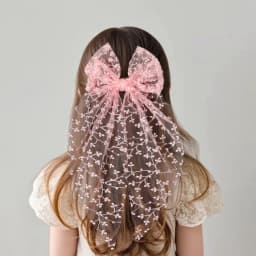 1pc Girls Wedding Decor Embroidery Lace Bow Long Tail Hair Accessory Kids Party Wear Hair Clip Teenage Fahion Ponytail Barrettes